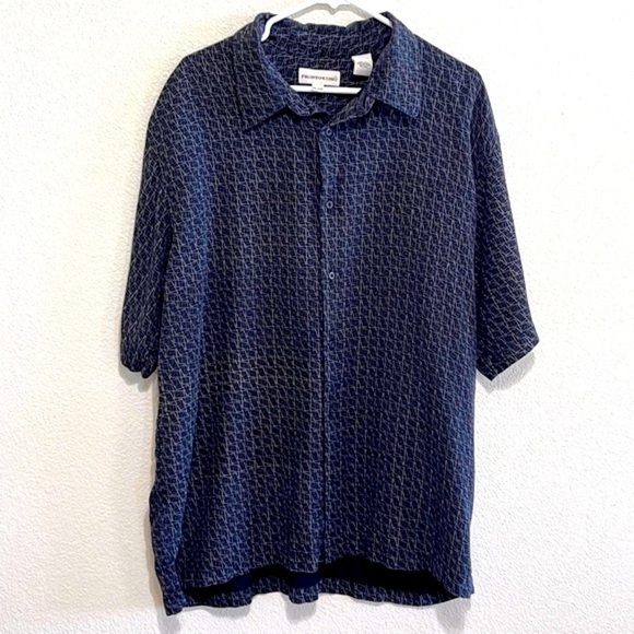 Pronto Uomo 100% SILK Men Black Button Down Shirt Size XXL - Picture 2 of 11